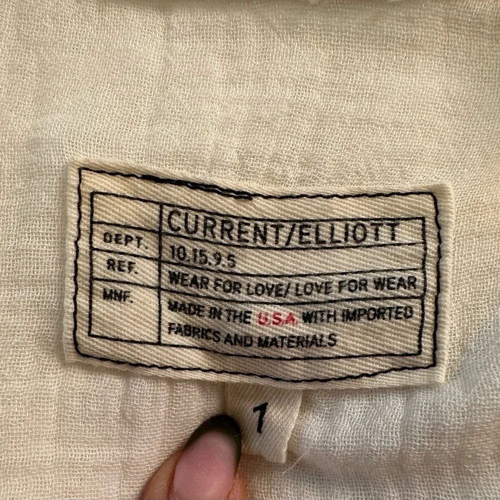 Current/Elliott White Boho Peasant Picnic Blouse Top Women’s Small Gauze Lace - Picture 7 of 13